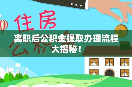 邱县离职后公积金提取办理流程大揭秘！